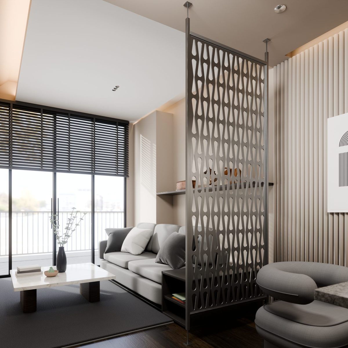A small apartment gains a room without losing any floor.