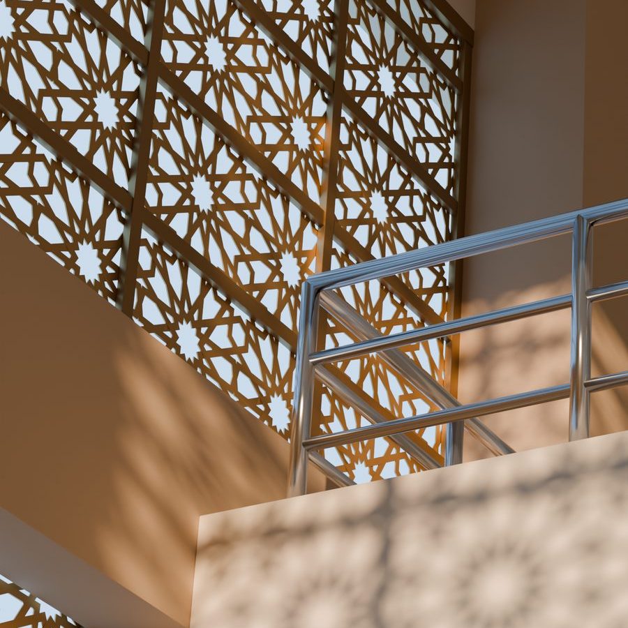 The panel works twice: once as surface, once as shadow.